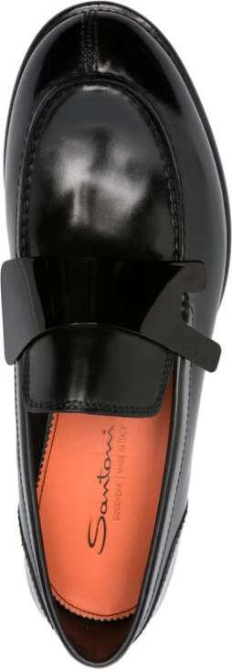 Santoni Leren loafers Zwart