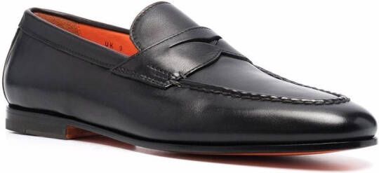 Santoni Leren penny loafers Zwart