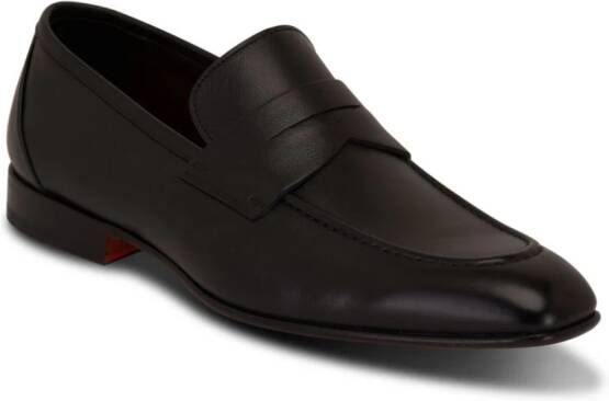 Santoni Leren penny loafers Zwart