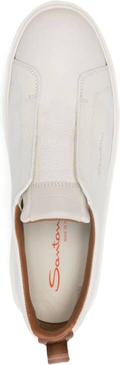 Santoni Leren sneakers met logoprint Wit