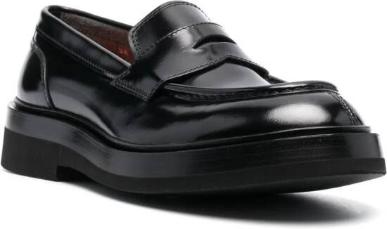 Santoni Leren loafers Zwart