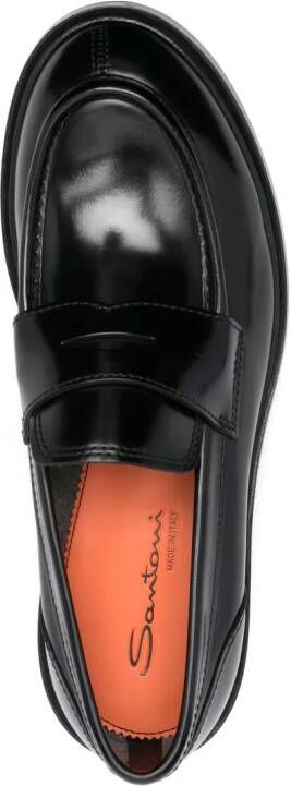 Santoni Leren loafers Zwart