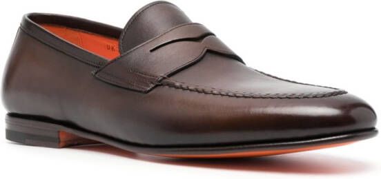 Santoni Leren loafers Bruin