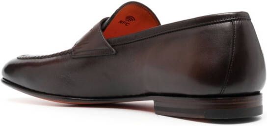 Santoni Leren loafers Bruin