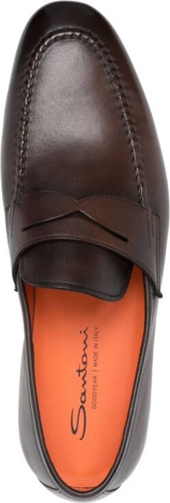 Santoni Leren loafers Bruin