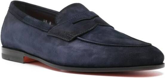 Santoni Suède loafers Blauw