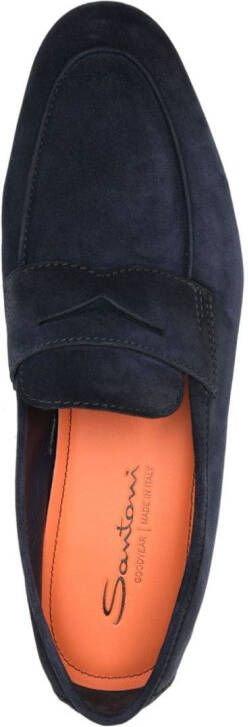 Santoni Suède loafers Blauw