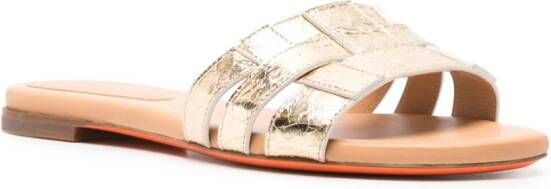 Santoni Slippers met open neus Goud