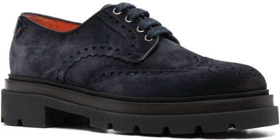 Santoni Suède derby schoenen Blauw