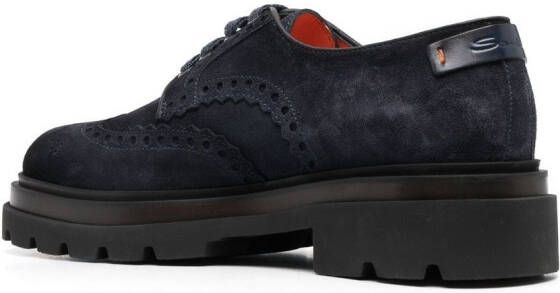 Santoni Suède derby schoenen Blauw