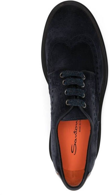 Santoni Suède derby schoenen Blauw