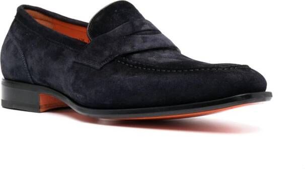 Santoni Suède loafers Blauw