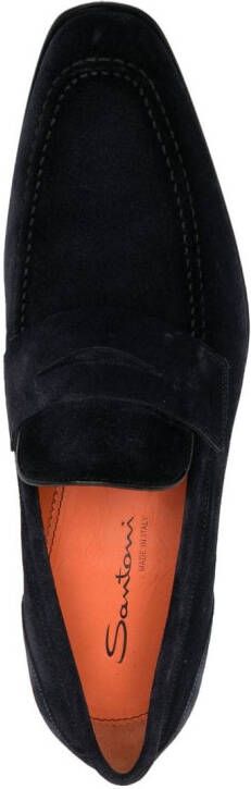 Santoni Suède loafers Blauw