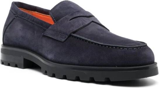 Santoni Suède loafers Blauw