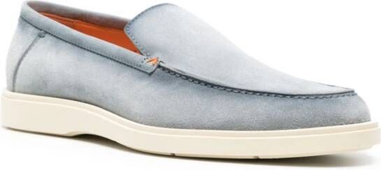 Santoni Suède loafers met ronde neus Blauw