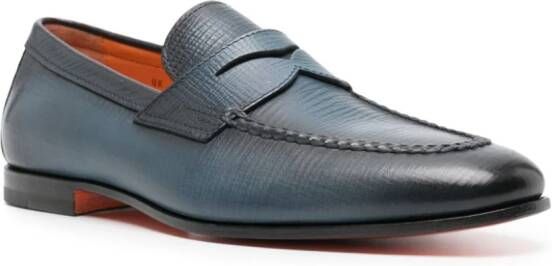 Santoni Leren loafers met textuur Blauw