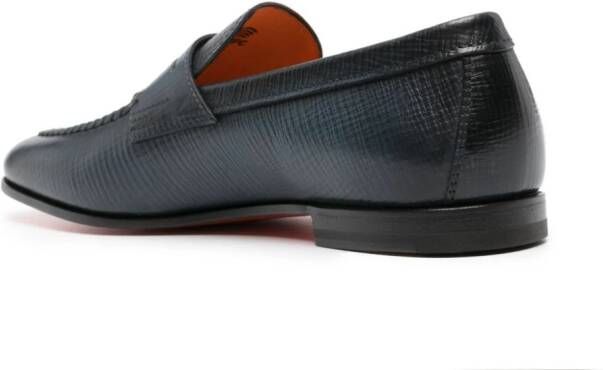 Santoni Leren loafers met textuur Blauw