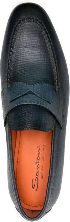 Santoni Leren loafers met textuur Blauw