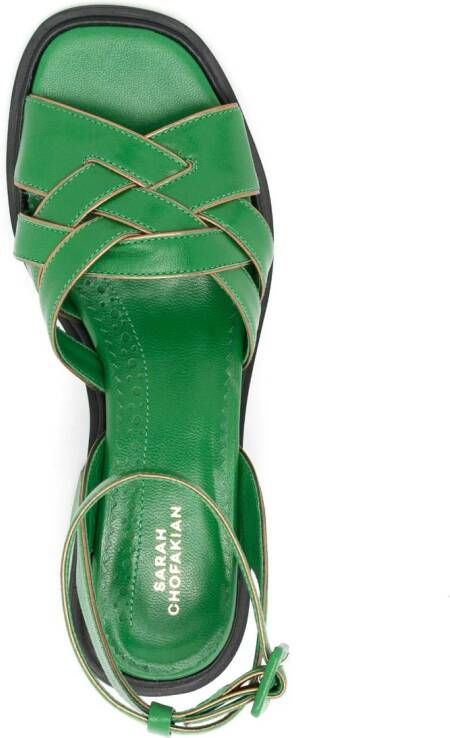 Sarah Chofakian Giverny leren sandalen Groen