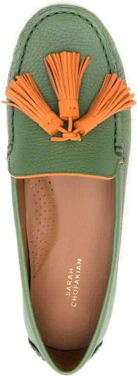 Sarah Chofakian Severine loafers met kwastjes Groen