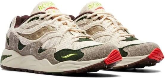 Saucony x Bodega Grid Shadow 2 "Jaunt Woven Hennep Acid Lime Red Alert Gum" sneakers Beige