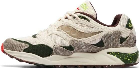 Saucony x Bodega Grid Shadow 2 "Jaunt Woven Hennep Acid Lime Red Alert Gum" sneakers Beige