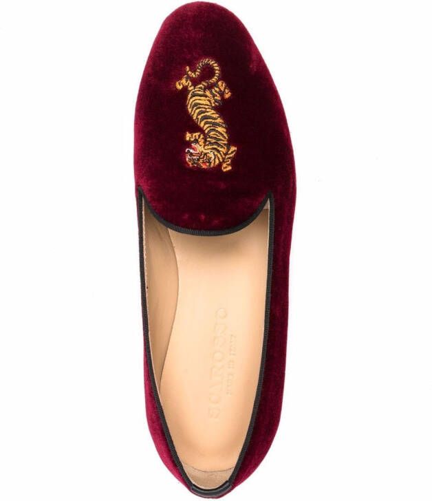 Scarosso Becky fluwelen slippers Rood