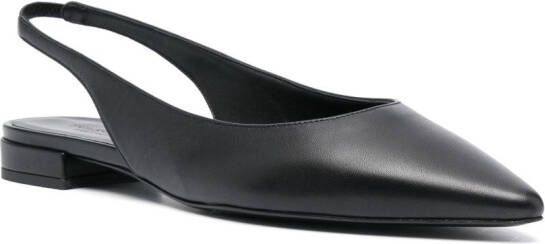 Scarosso Leren slingback ballerina's Zwart