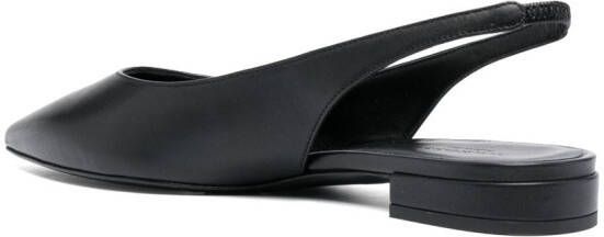 Scarosso Leren slingback ballerina's Zwart