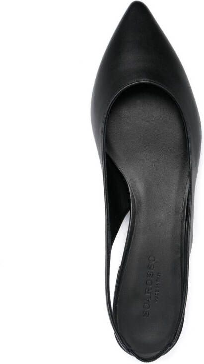 Scarosso Leren slingback ballerina's Zwart