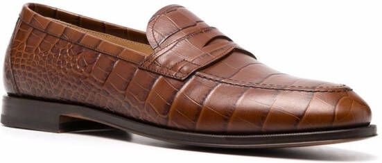 Scarosso Loafers met krokodillenleer-effect Bruin