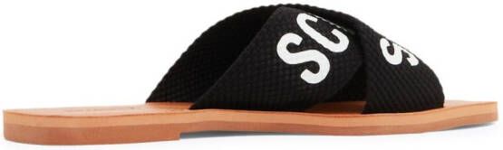 Schutz Slippers met logoprint Zwart