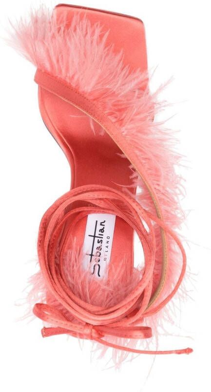 Sebastian Milano Marie A. sandalen met veren afwerking Roze