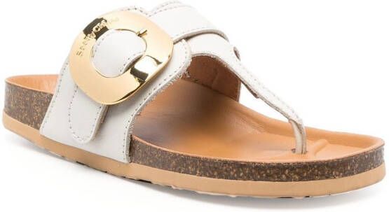 See by Chloé Teenslippers met gegraveerd logo Beige