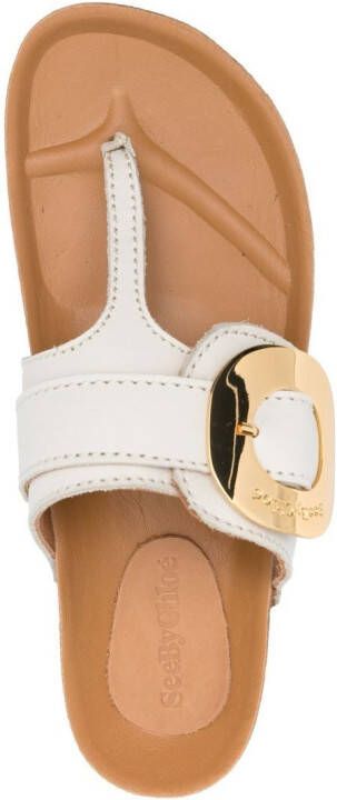 See by Chloé Teenslippers met gegraveerd logo Beige