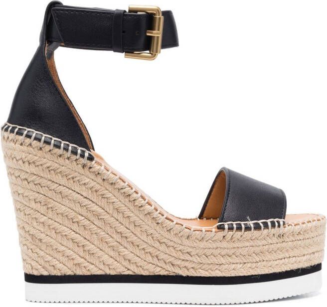 See by Chloé espadrille wedge sandals Zwart