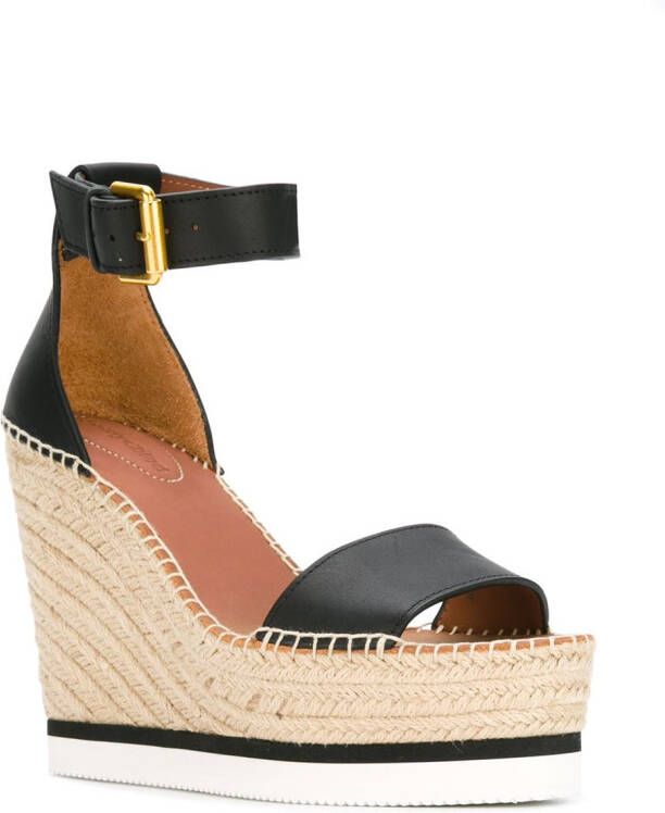 See by Chloé espadrille wedge sandals Zwart