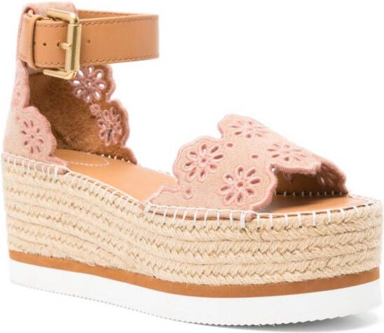 See by Chloé Espadrilles met geborduurde bloemen Beige