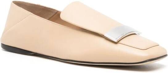 Sergio Rossi SR1 leren ballerina's Beige