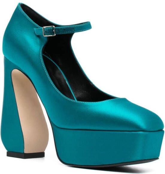 Si Rossi Mary Jane pumps met plateauzool Blauw