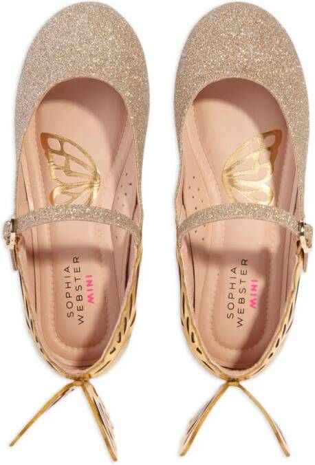 Sophia Webster Mini Chiara leren ballerina's Goud