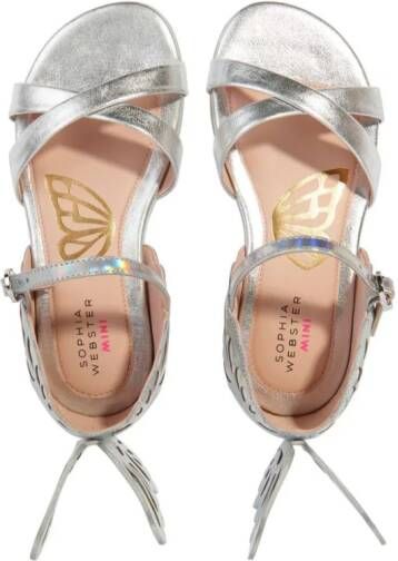 Sophia Webster Mini Evangeline leren sandalen Zilver