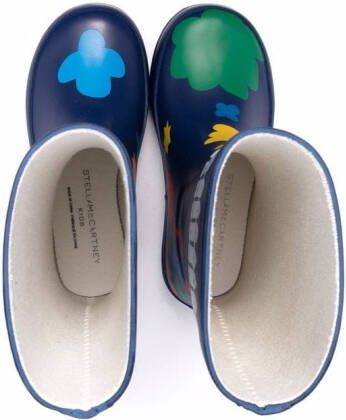 Stella McCartney Kids Regenlaarzen met bloemenprint Blauw