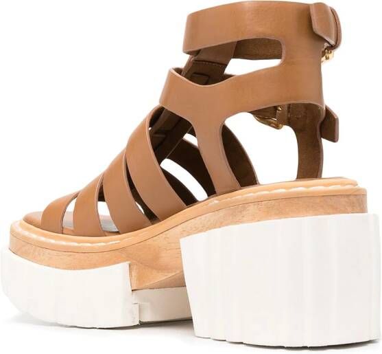 Stella McCartney Sandalen met plateauzool Bruin