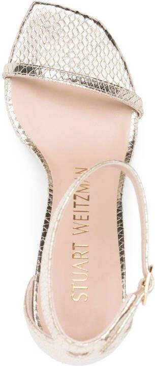 Stuart Weitzman Stiletto sandalen met slangenleer-effect Goud