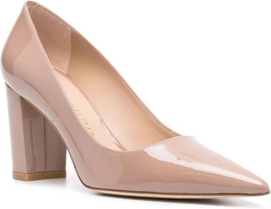 Stuart Weitzman Block leren pumps Beige