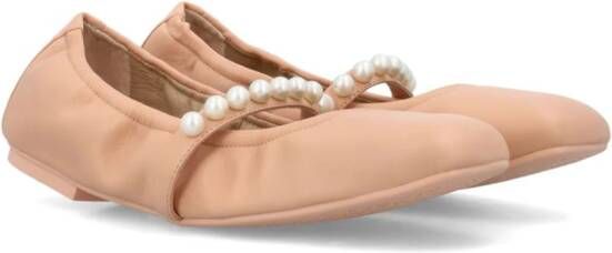 Stuart Weitzman Goldie leren ballerina's Beige