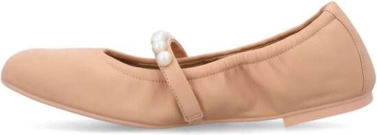 Stuart Weitzman Goldie leren ballerina's Beige