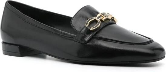 Stuart Weitzman Leren loafers met logoplakkaat Zwart