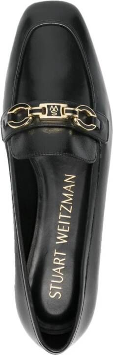 Stuart Weitzman Leren loafers met logoplakkaat Zwart